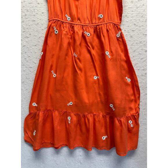 Adorable Summer Dress XS Orange White Embroidered Flowers Bling Fairy Old Navy - Picture 2 of 10